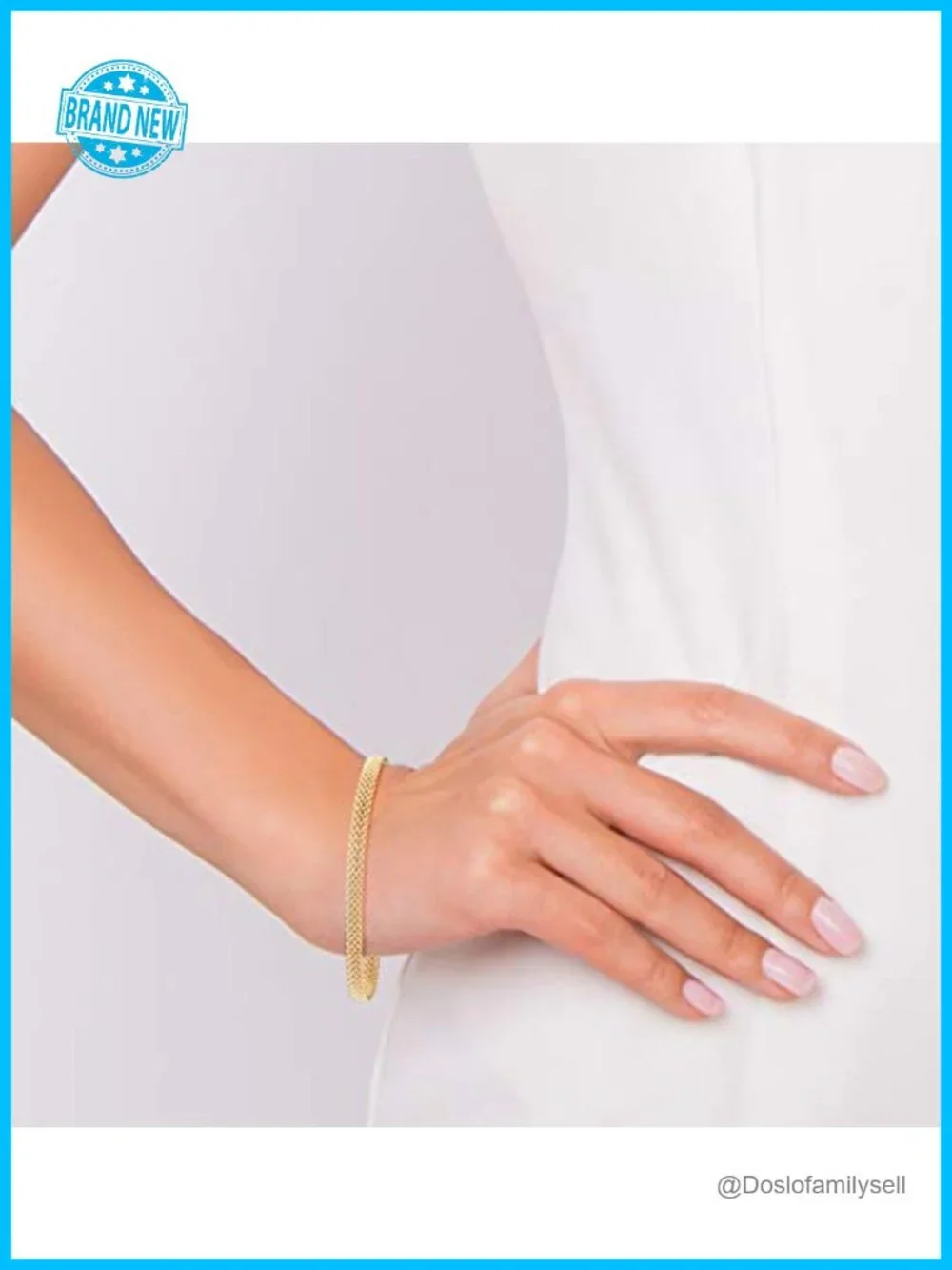 18K Gold Plated 925 Sterling Silver Italian 5mm Mesh Link Chain Bracelet